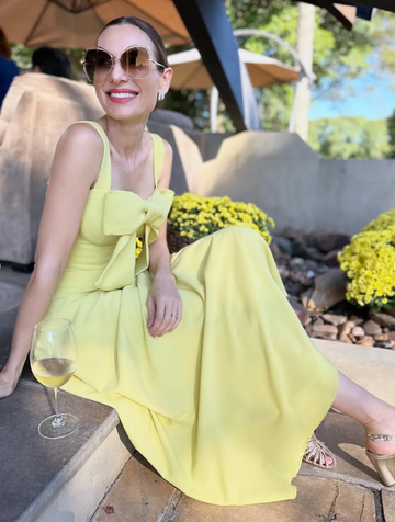 Yellow A Line Straps Satin Prom Dress Evening Dress with Bow HZ1023